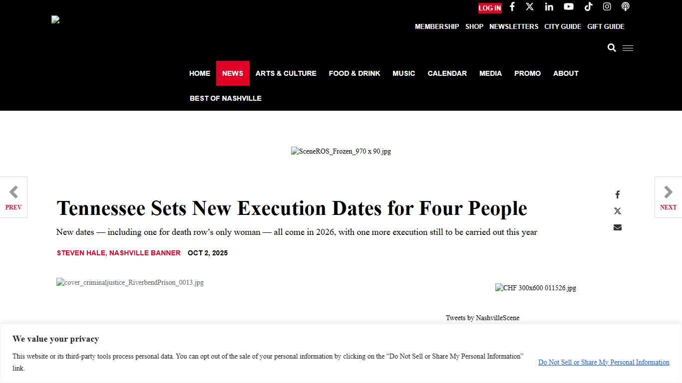 Tennessee Sets New Execution Dates for Four People | Pith in the Wind | Nashville News | nashvillescene.com