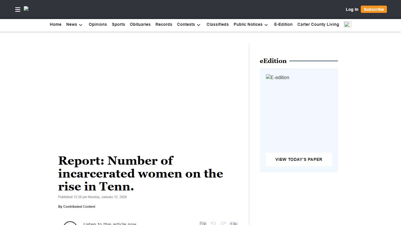 Report: Number of incarcerated women on the rise in Tenn. | Elizabethton Star